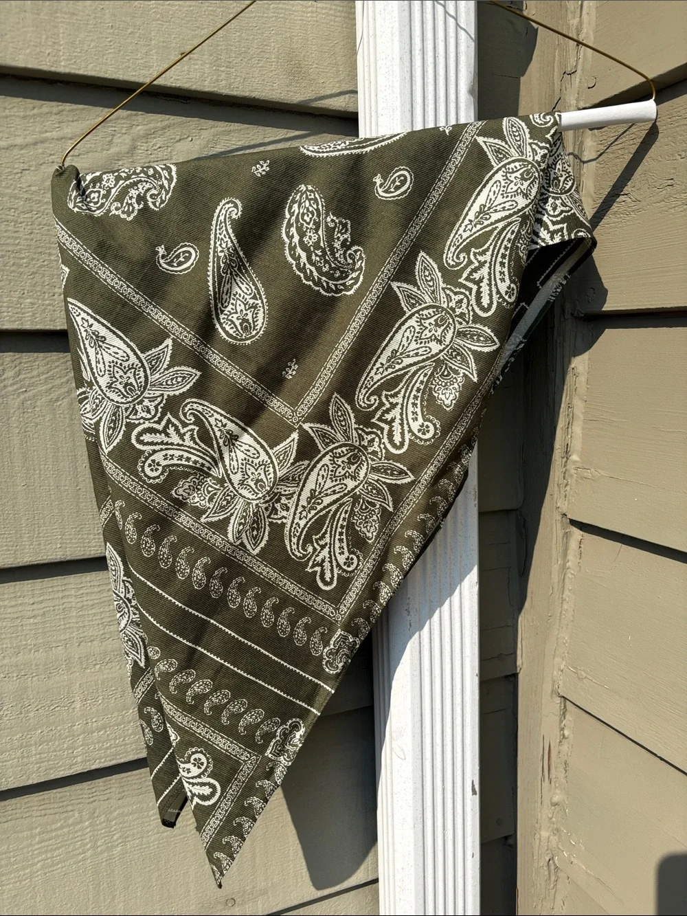 NWT GALITA boutique Olive Paisley faux Wrap Skirt w front Slit Sz L & bandana